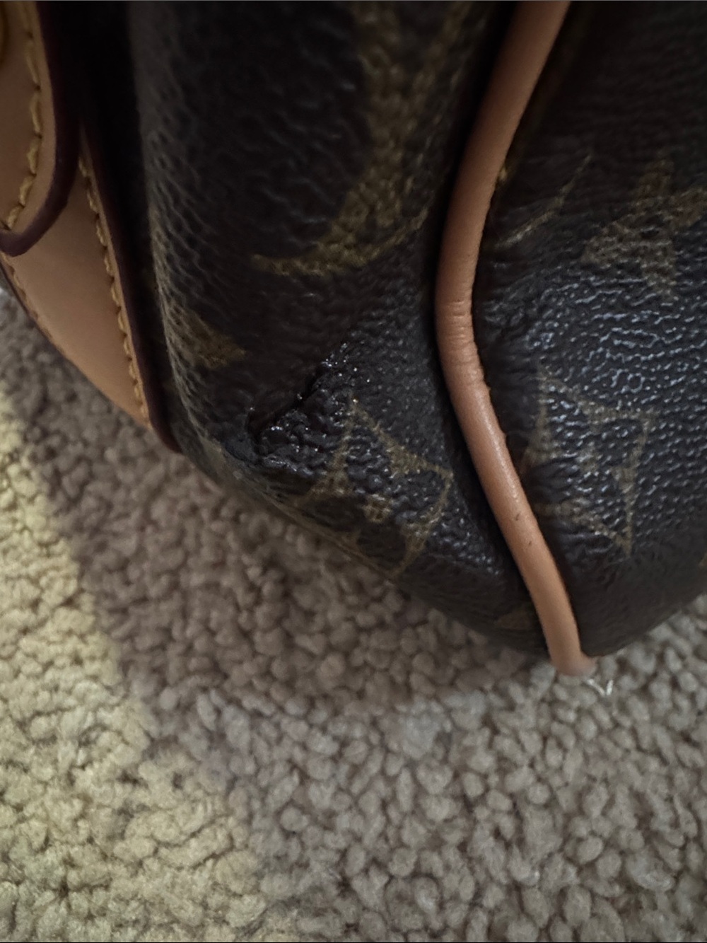 Faux LV Monogram Top-Handle Satchel in Brown & Tan - Picture 3 of 13